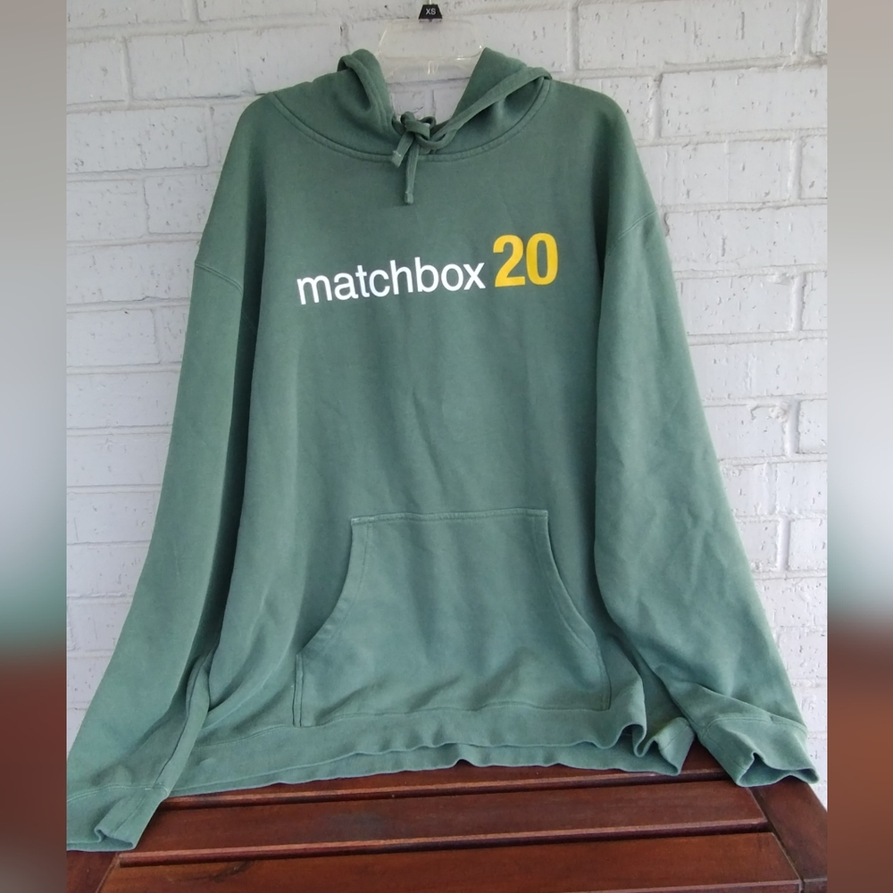 Matchbox 20 Classic Logo Green White And Yellow Drawstring Hoodie 2XL